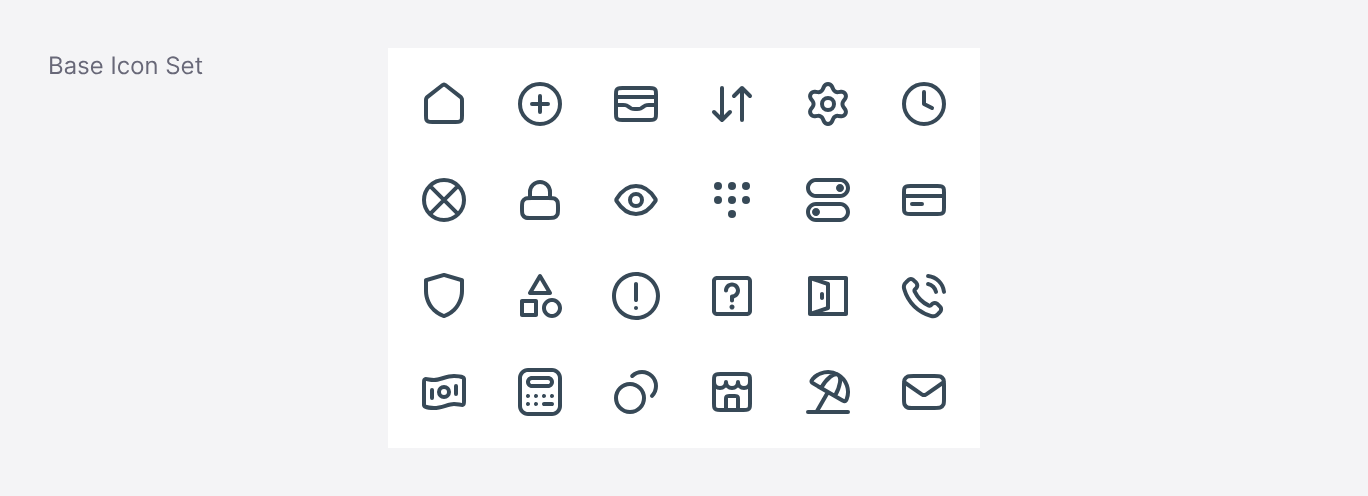 The outline icon set, one stroke weight throughout.