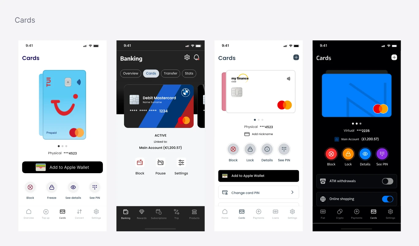 Shared components in use across four product screens.